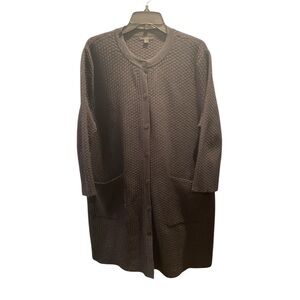 COS Black Long Waffle Texture Buttoned A-Line Cardigan Size Large
